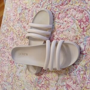 Sz 10, J. Crew slides in cream. Barely worn. Comfort & style